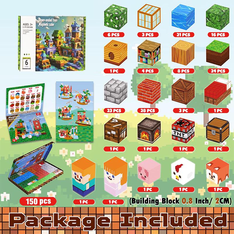 Pink Princess Castle Magnetic Cube Building Blocks - STEM Educational Toy Set