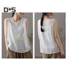 Damen Sommer Weste Rundhals Ärmellos Knöpfe Dekor Tank Tops Einfarbig Loose Fit Dünnes Leibchen Streetwear