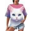 Summer Women's T-shirt with Digital Printing Cute Cat Short Sleeved Round Neck Top T-Shirts Women’s