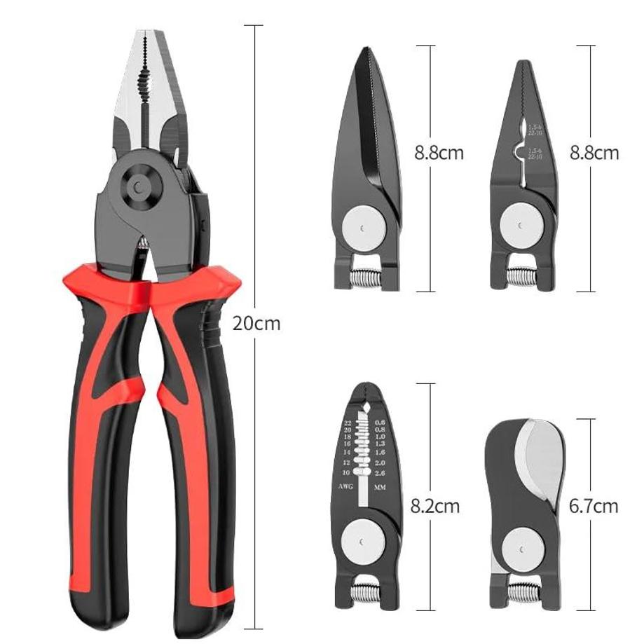 5 In 1 Wire Stripper Tools Set Combination Interchangeable Pliers Kit Wire Stripper Wire Crimper Linesman Pliers Cable Cutter