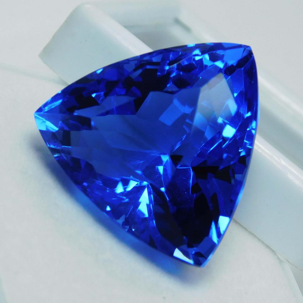 Lab-Created 51 Carat Trillion Cut AA+ Blue Tanzanite Loose Gemstone