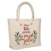 Tote Bag - PLANETEE - Beach Insulated «Life Is Prettier Tata» - Jute - Large Capacity - Printed In France