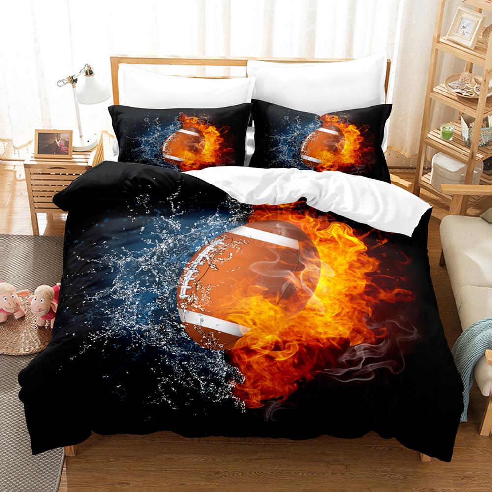 Sports Ball Printing Bed Three-Piece 3D Digital Printing Kit Grinding Quilt Cover