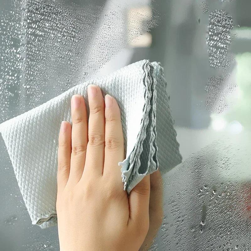 

1//5Pcs Magic Cleaning Glass Cloth No Trace Reusable Microfiber Cleaning Cloth for Kitchen Dishes Mirro Windows Glass Towels 1PCS