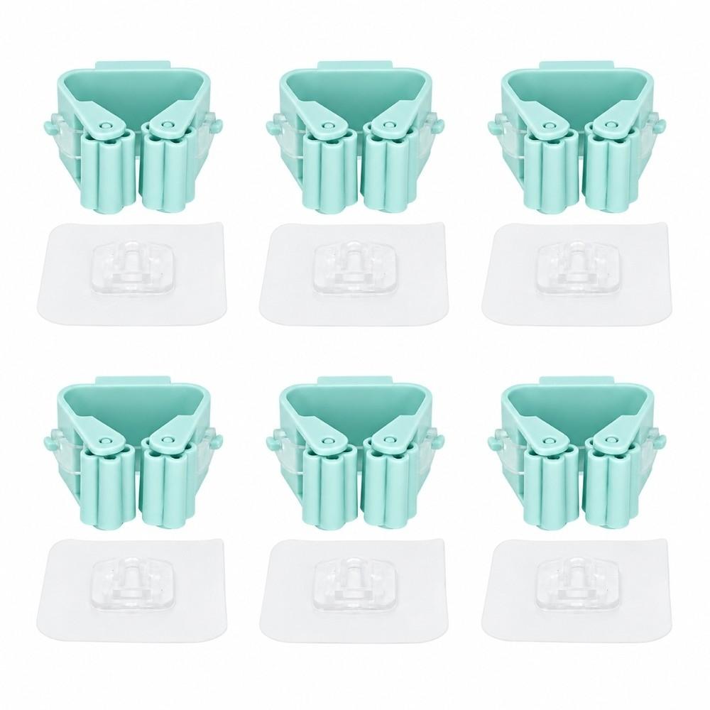 6 Pack Self Adhesive Mop Storage Rack No Drilling Utility Rack Easy Install Broom Holder  Garage