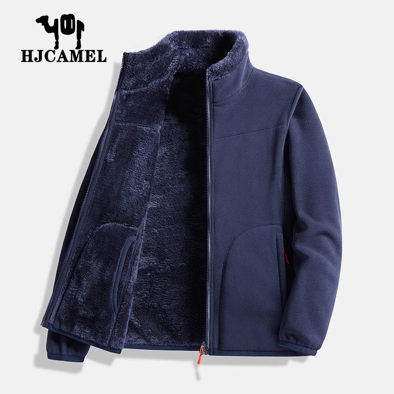 Dámská oboustranná bunda z velbloudí vlny Huagang - Podzimní/zimní silný kardigan z korálového fleecu