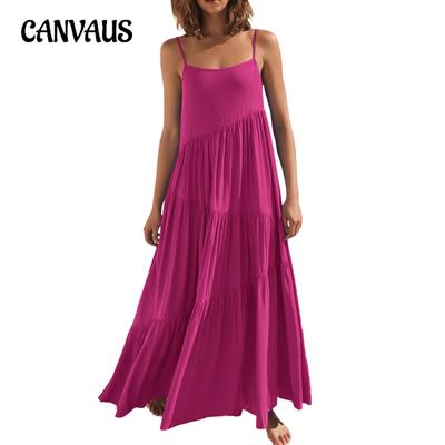 Vestido solto de verão feminino plus size, halter, praia, cor sólida, vestido plissado, vestido longo