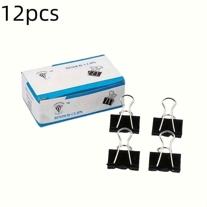 12-Pack Black Iron Office Document Clips, 1.6-Inch Large Capacity Paper Clips for Office Supplies, Assorted Sizes 2.01", 1.61", 1.26"