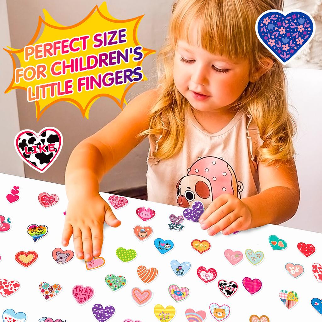 50 PCS Shiny Cute Heart Stickers - Kawaii Doodle Decals for Journal, Skateboard, DIY Craft