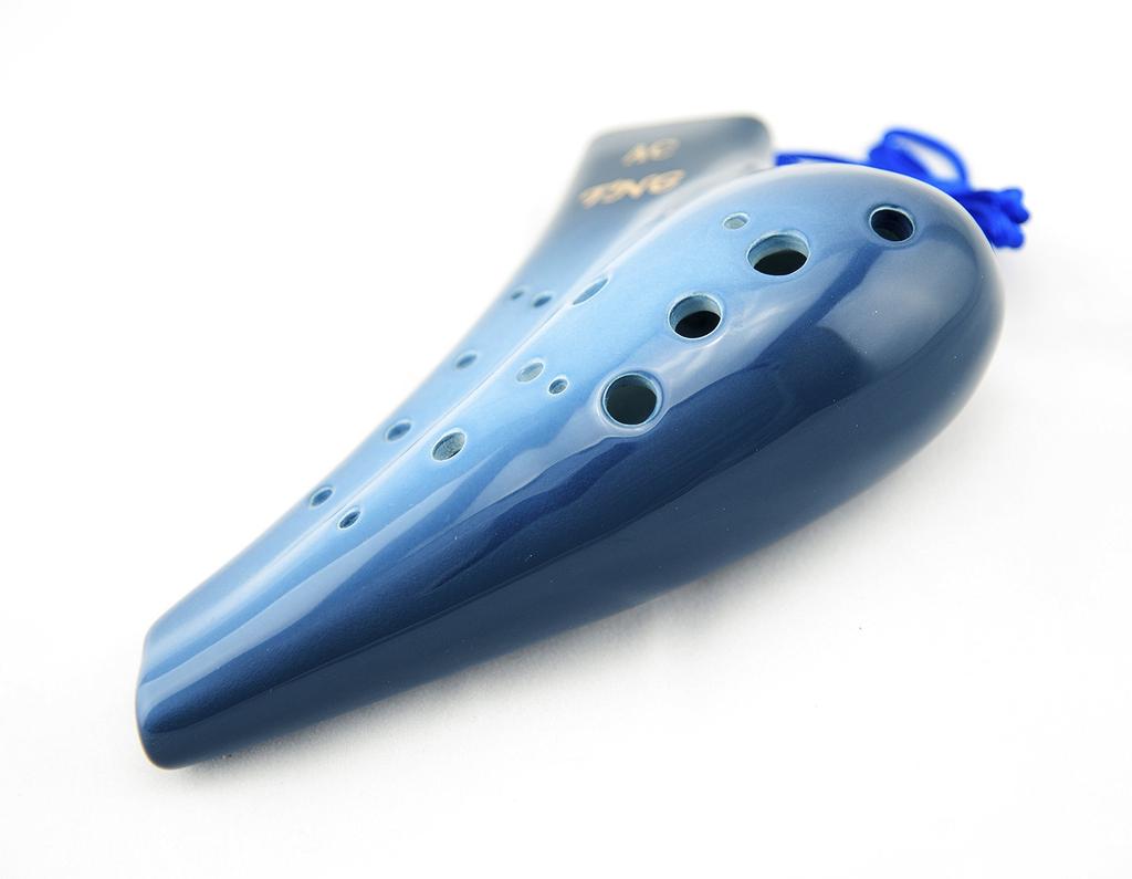 TNG Okarina Musikinstrument AC Mehrere Löcher Griffweise Okarina Keramikflöte Röhre Spielen Glasierte Oberfläche Blau [Doppel/Alt/Blau] Hochwertiger C-Ton