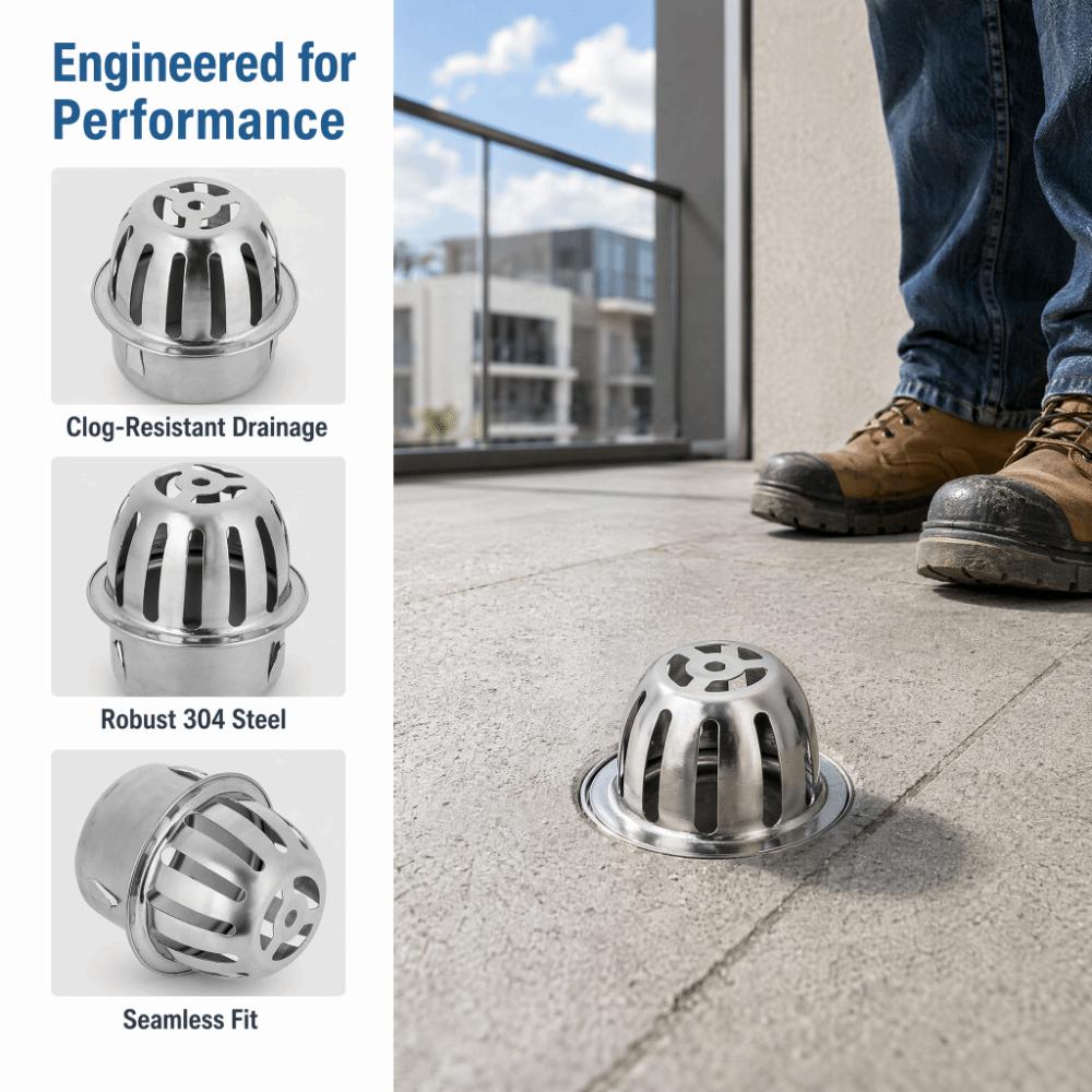Round Shape Gutter Guard Filter 304 Stainless Steel Drain Cover Durable Downspout Strainer  Patio