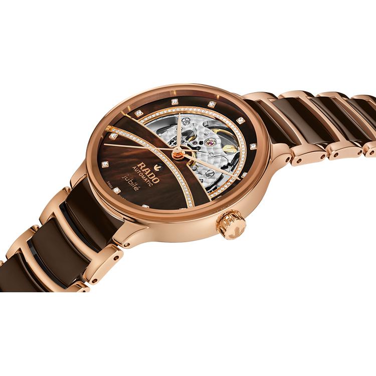 RADO Radar Kristal Serisi Otomatik Mekanik Mekanizma İskelet Elmas Mekanik Kadın Saati İsviçre Saati Kahverengi Kadran R30029942