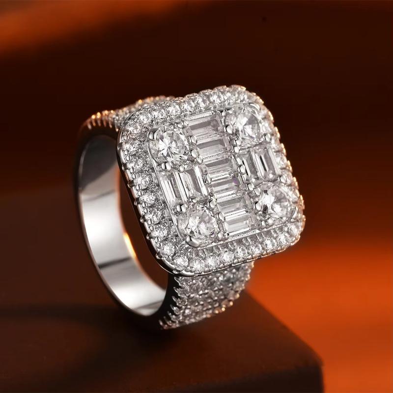 Popular European and American Models Inlaid with Shining Zircon Ring-925 Silver-plated French Bread Shape Design-holiday Gift