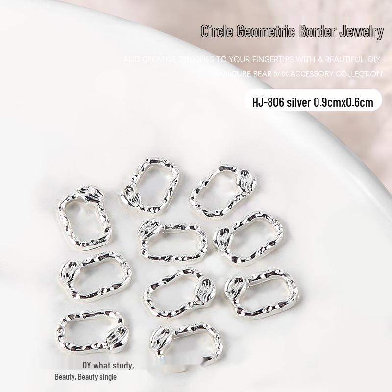 

Золотые и серебряные геометрические рамки для нейл-арта - 3D украшения (10 шт)