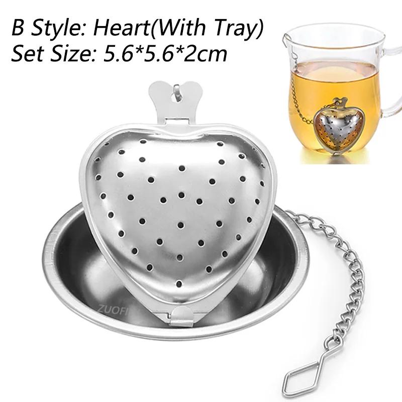 New Stainless Steel Tea Infuser Teapot/Heart/Bird/Frog/Tree/Star Shaped Mesh Strainer Coffee Herb Spice Diffuser With Dish Tray