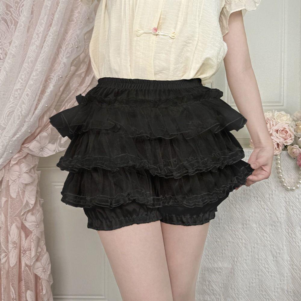 Anti Exposure JK Petticoat Elastic Tutu Puffy Skirt Comfortable Lace Pumpkin Pants Women