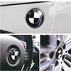 Motorhaubenemblem Vorne Für BMW Rennstrecke Schwarz Weiß Logo 81mm+Heckemblem 74mm+Radnabendeckel 68mm+56mm Lenkradaufkleber 46mm