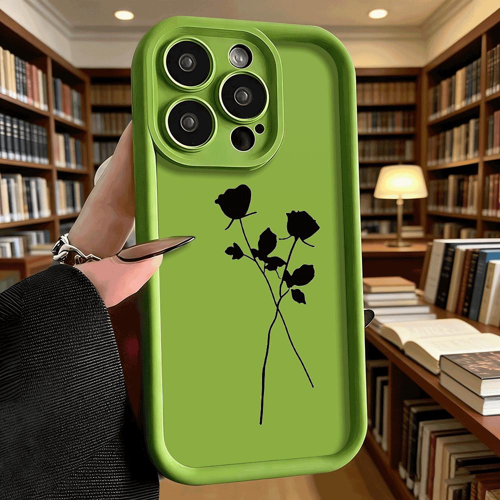 Two Roses Silhouette Soft TPU Phone Case for iPhone 17 16 15 14 13 12 11 Pro Max Plus Shockproof Anti-Slip Cover