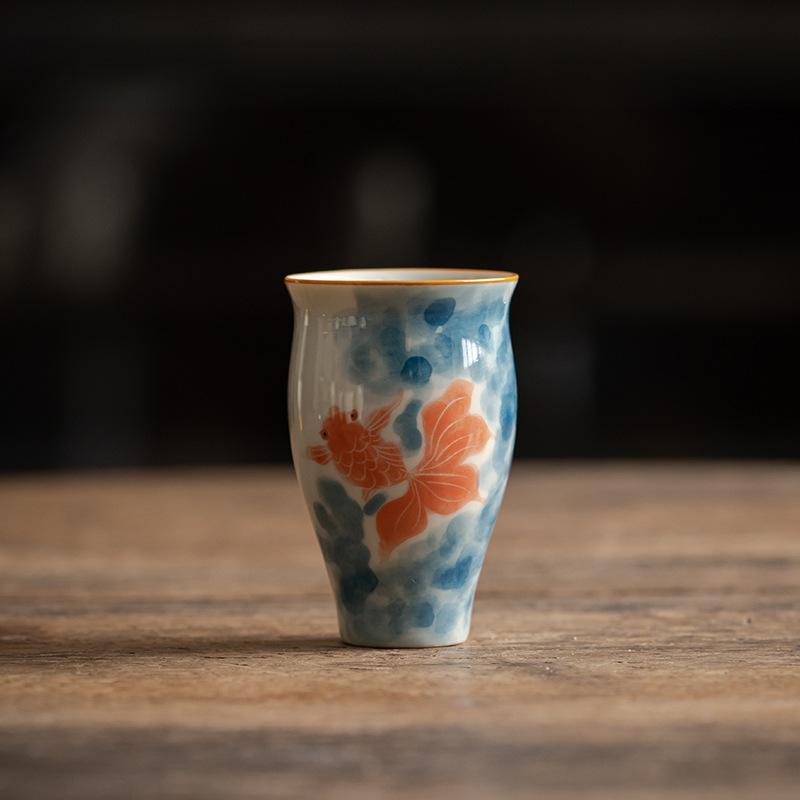Traditional Chinese Tea Cup Ceramic Hand Painted Zen Style Kung Fu Tea Set Asian Home Decor