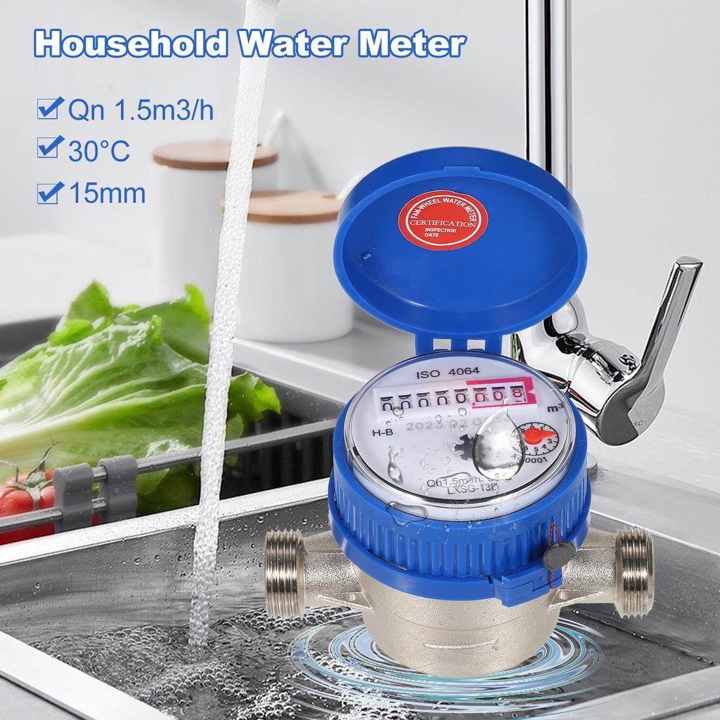 LXSG13D Household Water Meter Single Flow Dry Cold Water Table Qn 1.5m3h 30 Celsius  15mm Garden & Home