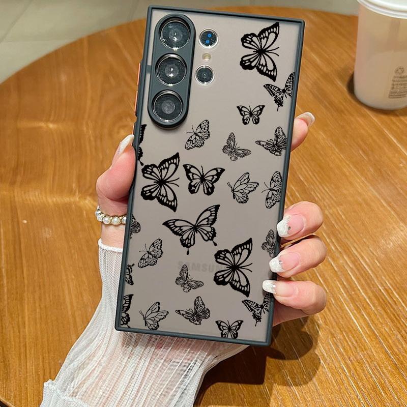 Ultra Slim Frosted Black Case für Samsung S24 S23+ S22 S21FE A51 A71 A13 4G A52 A34 A54 5G Note 20 Soft Edge PC Bumper Cover