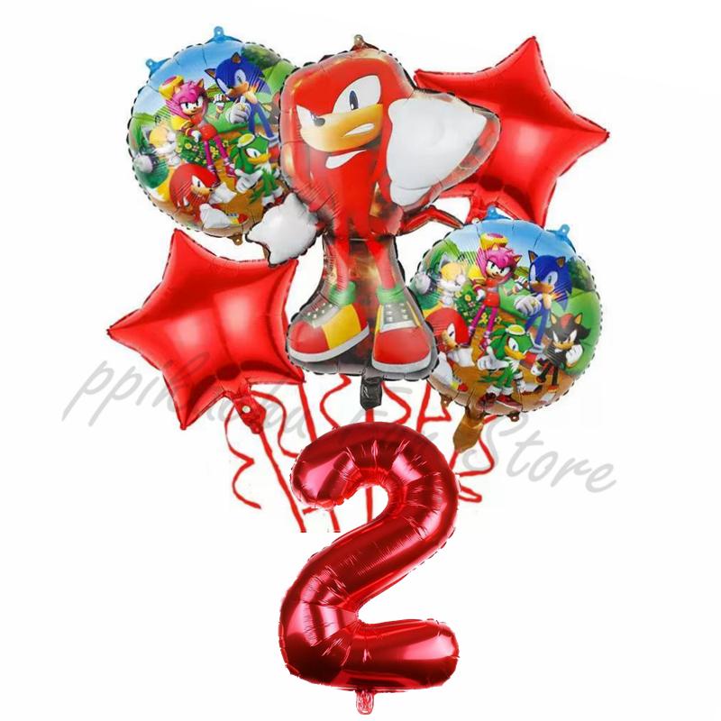 6Pcs Cartoon Hedgehog Balloons Sonic Theme Birthday Party Decoration Balloons For Boys Children Baby Bath Toys