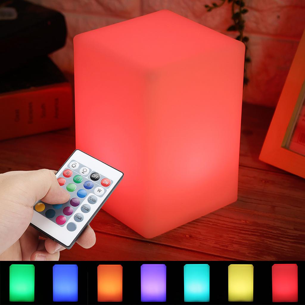LED Desk Light Colorful Square Table Lamp with 24 Key Remote Control for Bedroom BedsideSquare