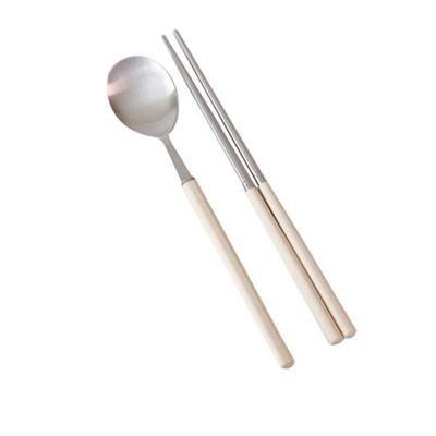Kamome Kitchen Color Mood Bestickset, Krämigt gult, Sked + Ätpinnar, Koreanska populära matserviser