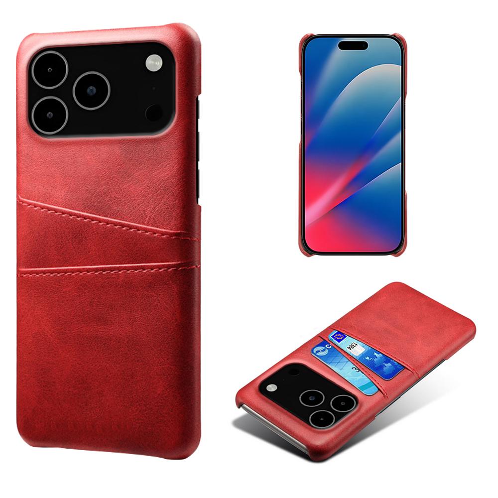 For iPhone 17 Pro Max Case Dual Card Slots PU Leather+Hard PC Phone Cover