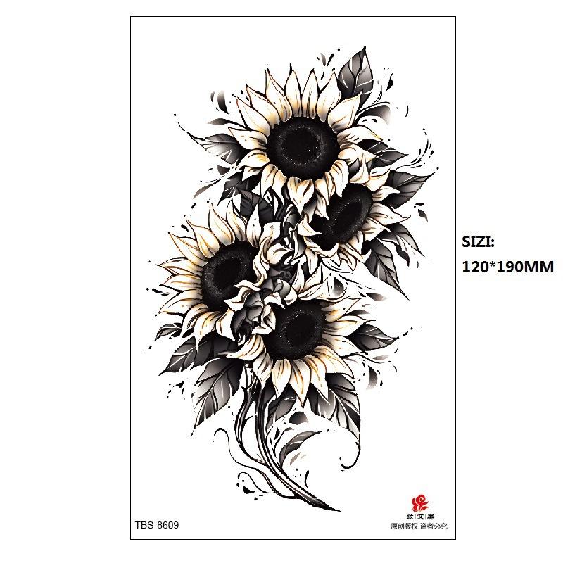Black Butterfly Owl Sunflower Set Water Transfer Simulation Temporary Tattoo Sticker