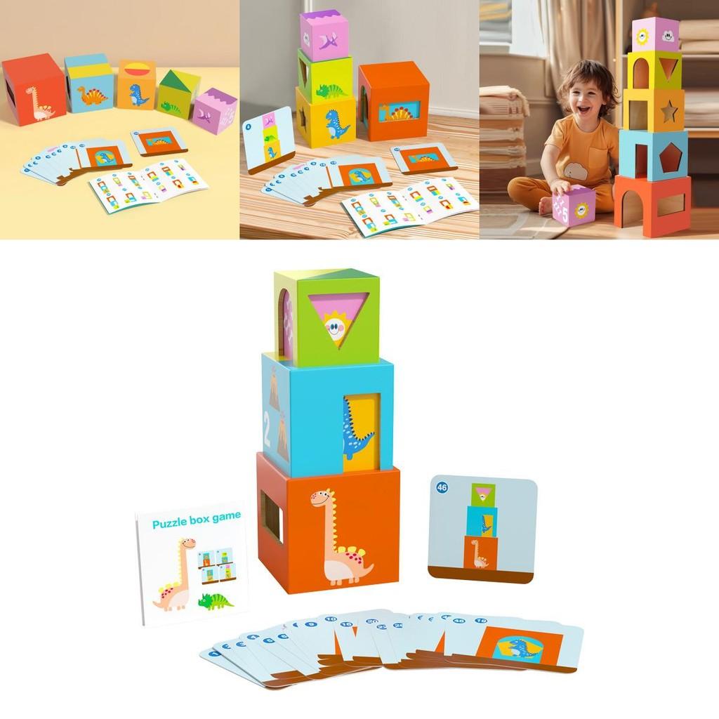 Educational Wooden Stacking Blocks Toy For Toddlers With Shape Recognition And Cognitive Development