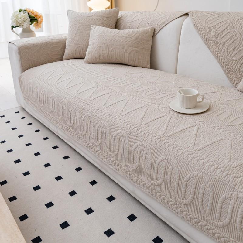 

Nordic Simple Solid Color Sofa Cushion Four Seasons Pure Cotton Fabric Non-Slip Cotton Seat Cushion Universal Modern Sofa Cover Towel 70*70cm