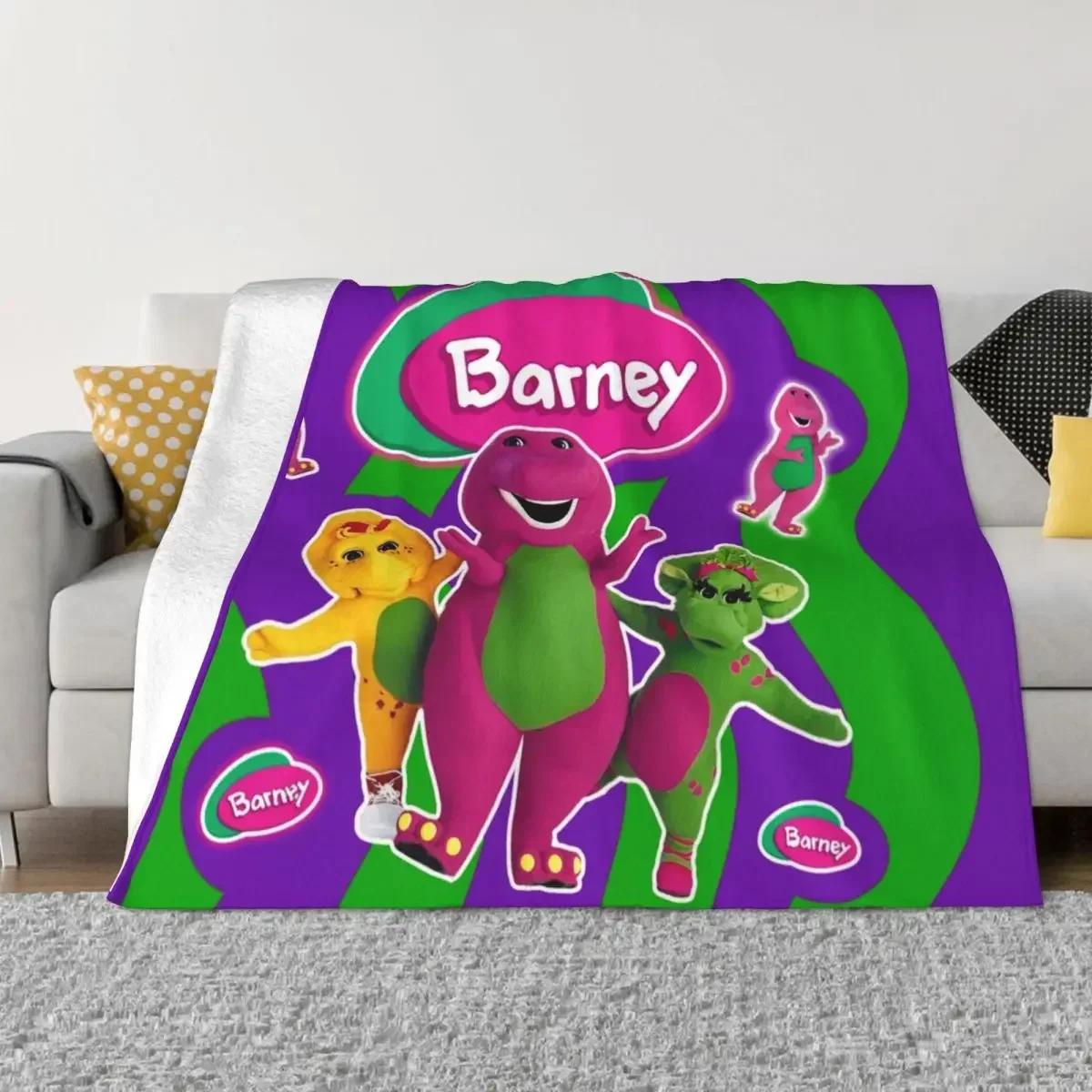 Happy Adults Toys Unisex Coral Barney Friends Dinosaur Fleece Plush Throw Blanket Dinosaurs Cartoon Blankets For Bedding Couch Lightweight Thin Bedspread