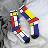 Piet Mondrian Socken Abstrakte Geometrische Kunst Rot Blau Gelb Rechtecke Strümpfe Herren Radsocken Herbst Antibakterielle Socken