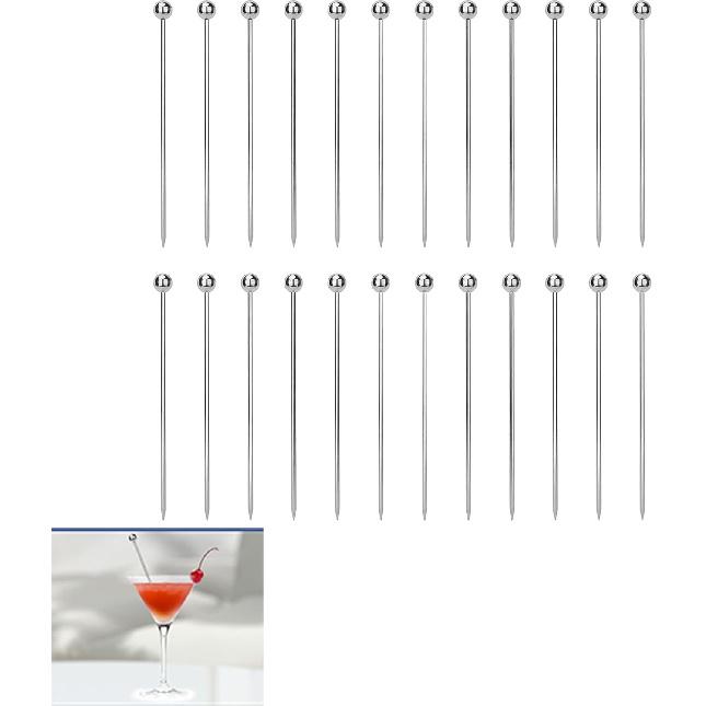 16PCS Cocktail Picks, Reble Metal Toothpick,8 Inch Stainless Steel Cocktail Toothpick, Martini Skewer, Bloody Mary Skewer for Olive Appetizer Fruit