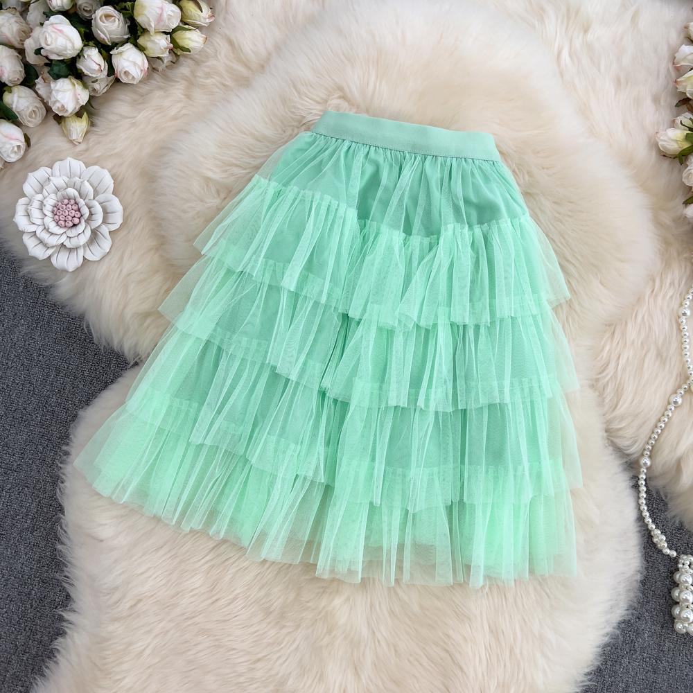 Mesh Multilayer Puff Cake Short Skirt Summer Short High Waist Sexy A-Line Skirt