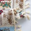 1PC NAPEARL Retro Botanical Pattern Oven Skirt, Tassel Edge Insulated Decoration Oven Door Curtain for Oven Cabinet Kitchen Home Decor