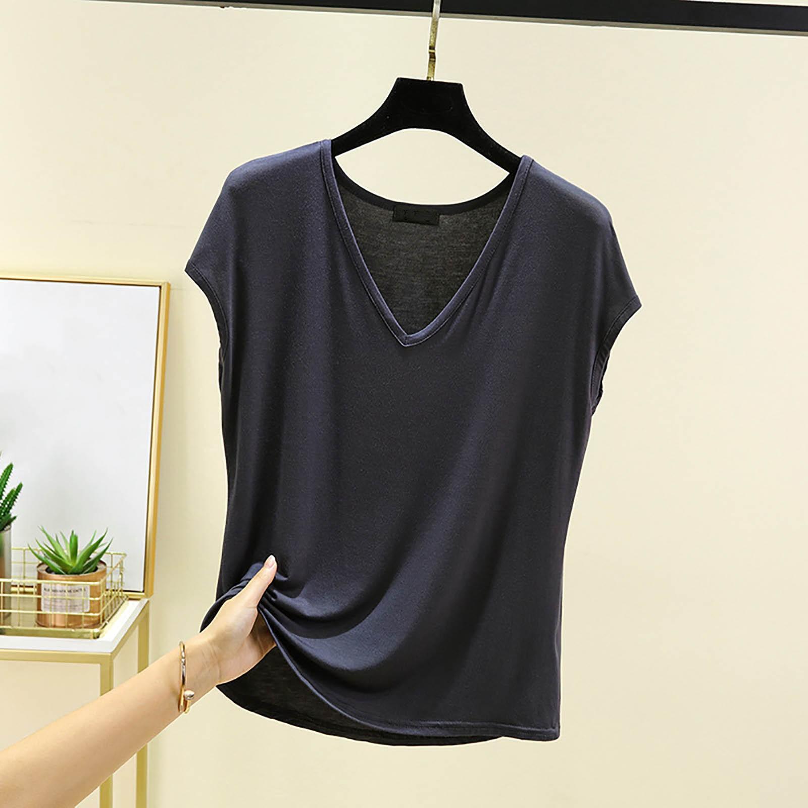 

Жіночий літній топ з V-подібним вирізом, тонкий, однотонний, вільний, внутрішній, верхній, зовнішній, без рукавів, сорочка-майка L