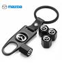 For Mazda 5pc Car Badge Car Wheel Tire Valve Stems Cap With Keychain Keyring For Mazda MS 3 6 2 5 Axela Atenza Demio CX3 CX5 MX3