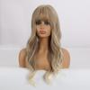 Fashion Long Fluffy Wave Blonde Wigs with Bangs Lolita Cosplay Natural Ombre Synthetic Wigs for Women Heat Resistant Fibre