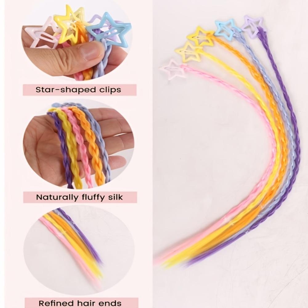 5pcs Cute Y2K Star Hair Clip Sweet Braided Hair Pieces Mini Hair Clip Decorations Music Festival