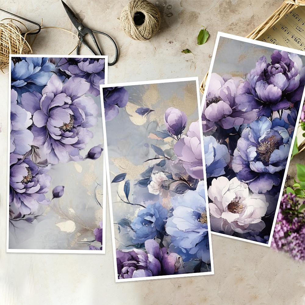 3 Sheets 3 Styles PVC Waterproof Decorative Stickers Self Adhesive Floral Decals for Furniture Decoration Flower 300x150mm 1 sheet/style