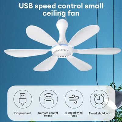 USB nabíjecí stropní ventilátor pro domácnost Tichý závěsný ventilátor s vysokým větrem 6listý stropní ventilátor s dálkovým ovládáním pro piknikové kempování
