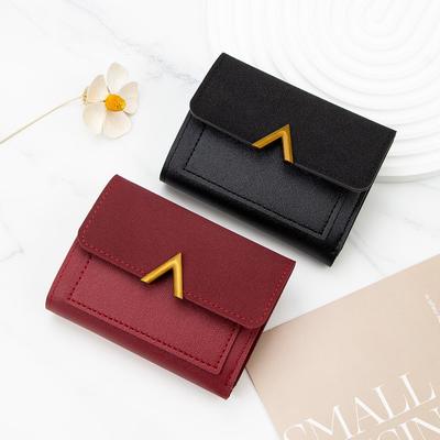 Cartera corta de mujer estilo coreano: Bolso de Mano Sencillo, Pinza para Billetes, Monedero, Tarjetero para Estudiantes y Chicas.