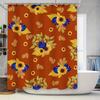 Modern Bathroom Shower Curtain with Autumn Leaves Sunflowers Print Design Waterproof Fabric for Bath Decorations In Multiple Siz
