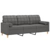 Vidaxl 3-Seater Sofa With Cushions, Dark Grey, 180 Cm, Fabric