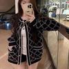 New Long Sleeve Knitted Cardigan Argyle Sweater Fashion Autumn Winter Women Loose Jackets Plaid Office Coat Pockets Casual Elegant Clothes