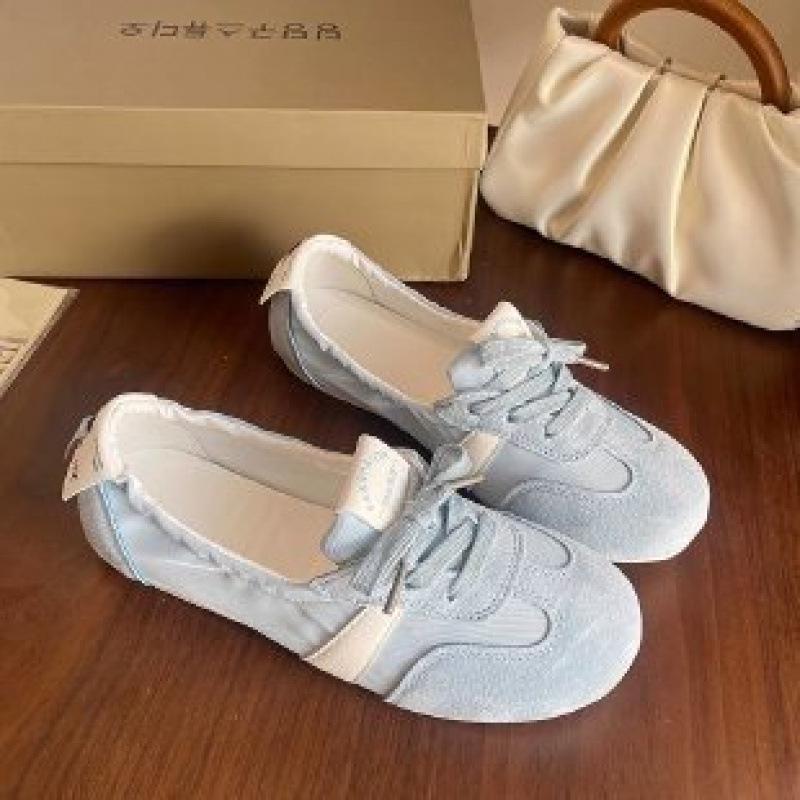 

Французские балетки женские летние туфли на плоской подошве 2024 года, новые дышащие белые туфли на шнуровке с одной педалью, модные одинарные туфли 38 синий