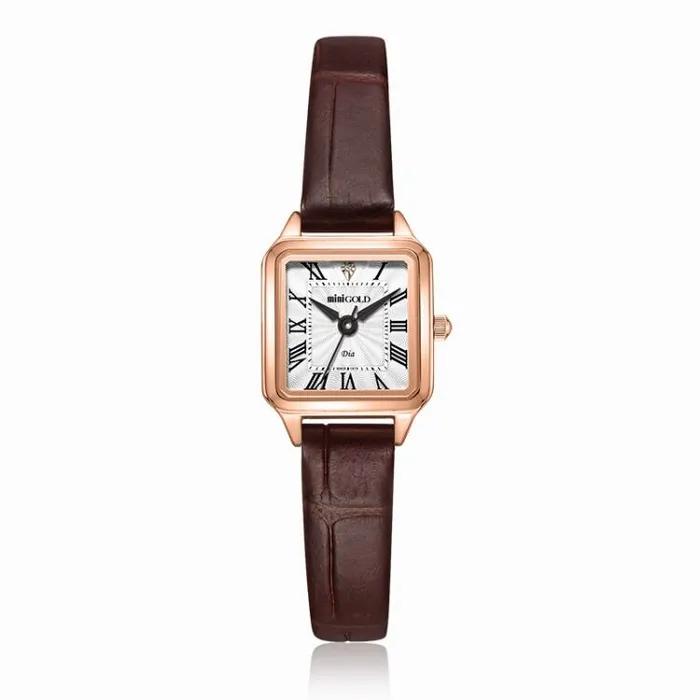 [Worn by Apink] Diamond Square Brown Leather Watch MWM04899