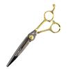 6.0" Black & Gold Floral Pattern Hairdressing Scissors Set - Straight & Thinning Shears